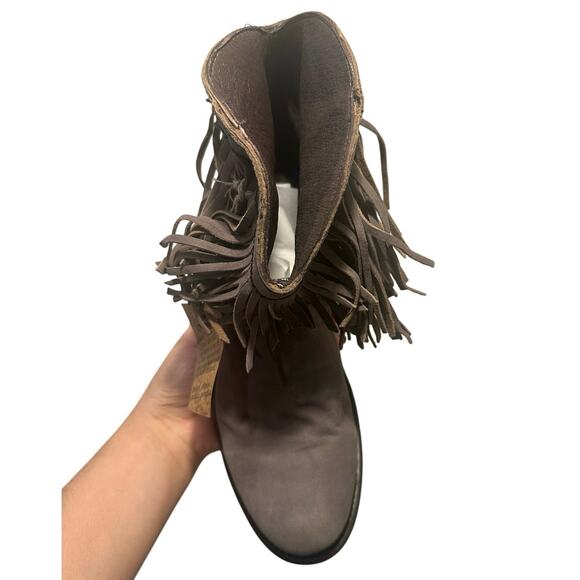 NIB Liberty Black GRAY Leather Fringe Ankle Booties 711312 Women's 9.5 (II) - Picture 5 of 10